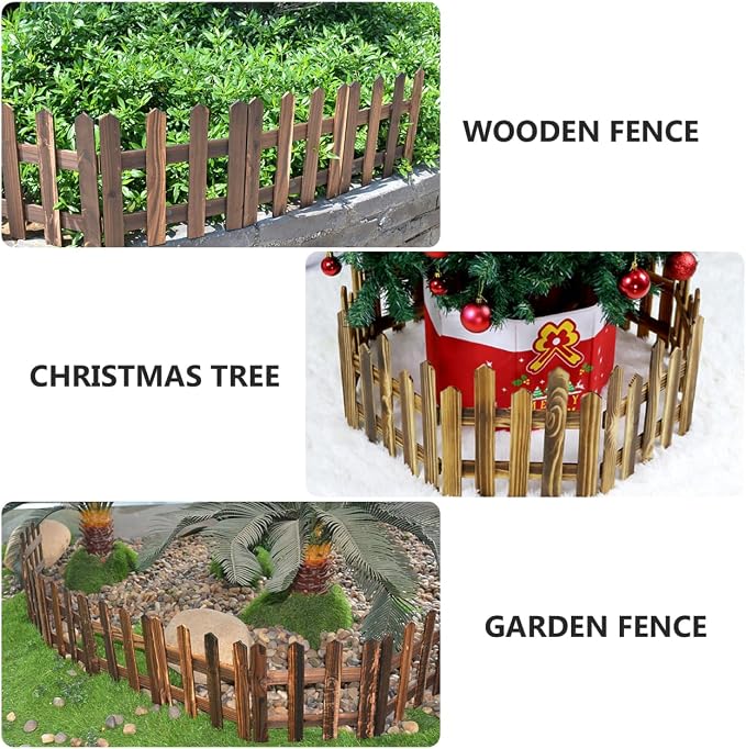 DOITOOL Wooden Picket Fence Garden Border, Decorative Garden Fence Animal Barrier Landscape Fencing Border for Dogs, Flower Bed, Yard and Patio Outdoor Decor (Total Length: 120cm, Height: 30cm)