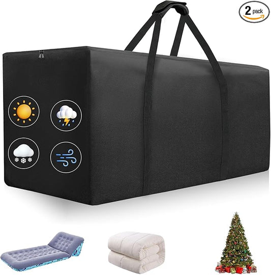 Outdoor Patio Cushion Storage Bag - Waterproof Large Patio furniture Cushion Organizer Storage Bag with Handle and Zipper, 68" L x 30" W x 20" H Big Foldable Duffle Cover-2 PACK