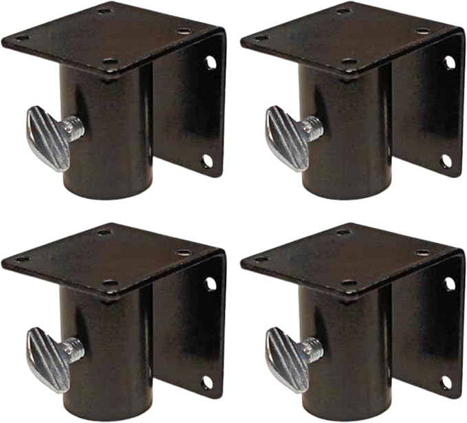 BestNest Pack of 4 Erva Bluebird House Pole Mounting Adapters – Black Steel Pole Mounts with Thumbscrew, Fits 1" O.D. Poles, Durable Powder-Coated Birdhouse Hardware