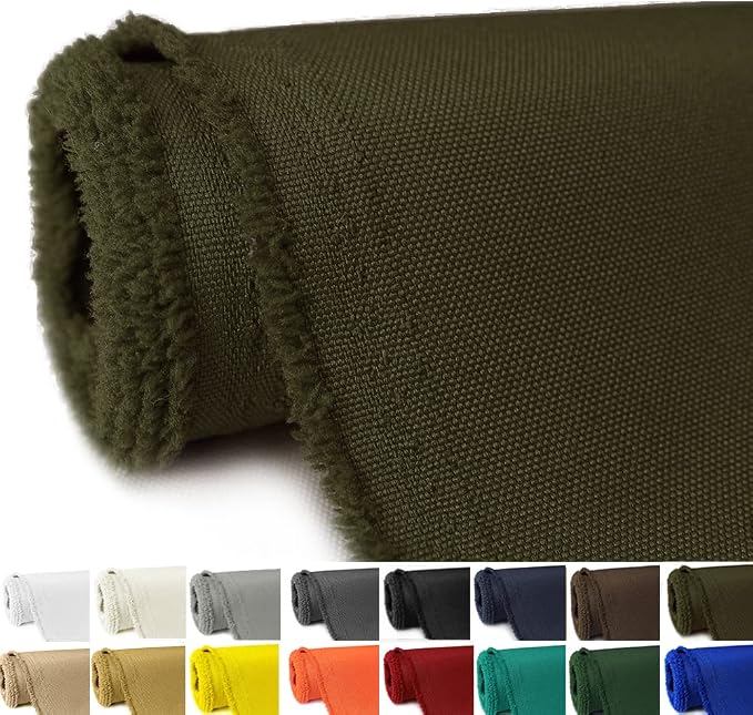 Waterproof Canvas Fabric by The Yard 58" W 600D Upholstery Polyester Material Indoor Outdoor Water Resistant Fabric for Chair Cushion Furniture Cover Sewing DIY Cloth, 5 Yards Army Green