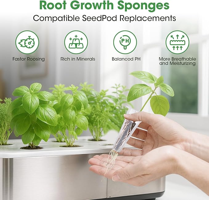 129Pcs Hydroponic Pods Kit with A&B Plant Food, Hydroponic Pods with 50 Grow Sponges, 50 Plant Labels,12 Grow Baskets, 12 Grow Domes and 1 Tweezers - Hydroponics Supplies