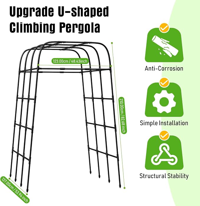 7FT Garden Trellis Arch for Climbing Plants – Tall Outdoor Metal Trellis for Vegetables, Peas, Tomatoes,﻿ Cucumber Trellis Arch & Vertical Garden Climber Plant Support for Vine Plants