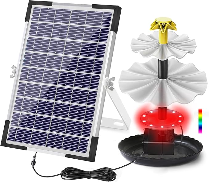 Lewisia 5W Solar Fountain Pump with Battery Backup for Patio Pool Koi Pond Bird Bath Garden Decoration Submersible Solar Powered Water Pump Kit