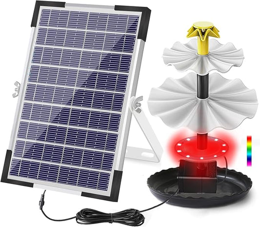 Lewisia 5W Solar Fountain Pump with Battery Backup for Patio Pool Koi Pond Bird Bath Garden Decoration Submersible Solar Powered Water Pump Kit