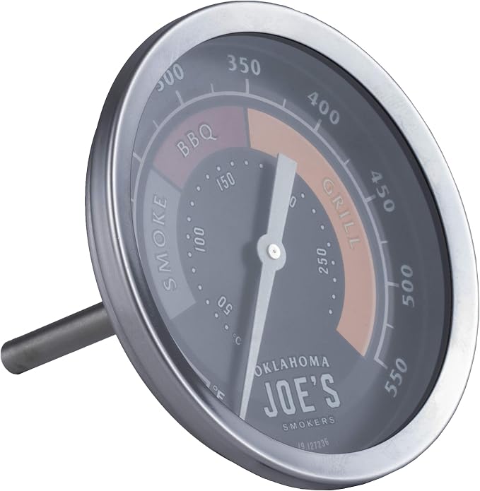 Oklahoma Joe’s Highland Offset Smoker Cover, Black & Oklahoma Joe's 3695528R06 Temperature Gauge , Silver