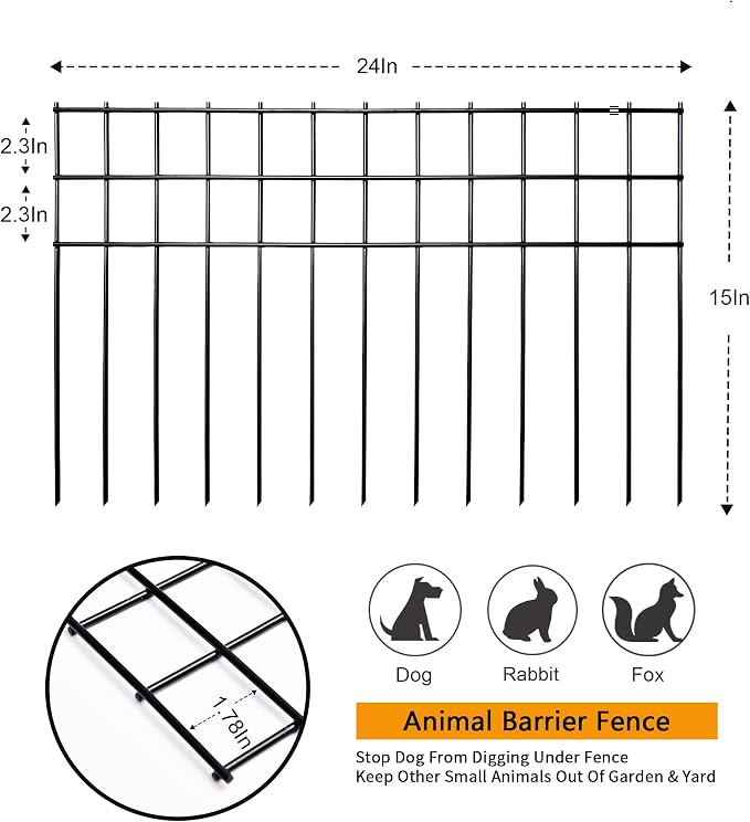 Premium Animal Barrier Fence & Metal Dog Digging Fence Barrier-Secure Containment for Your Canine Companion 30 Feet(L) × 15 Inch(H)
