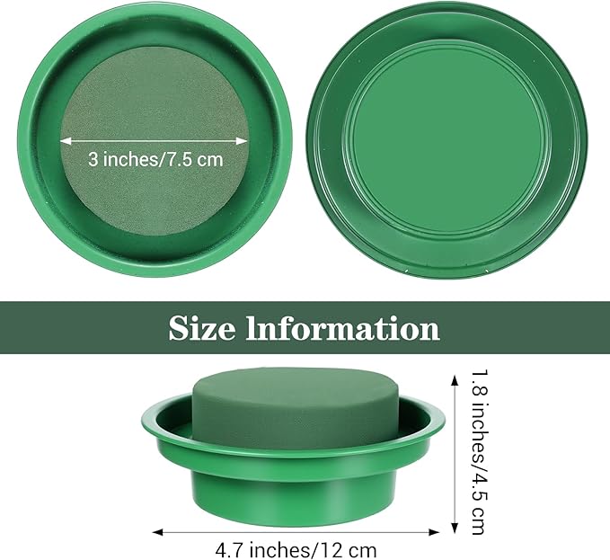 16 Pack Round Floral Foam with Bowls, Green Wet Flower Arrangement Kit, DIY Supplies for Wedding Birthday Party Table Centerpiece Decor, Fresh Artificial Flowers