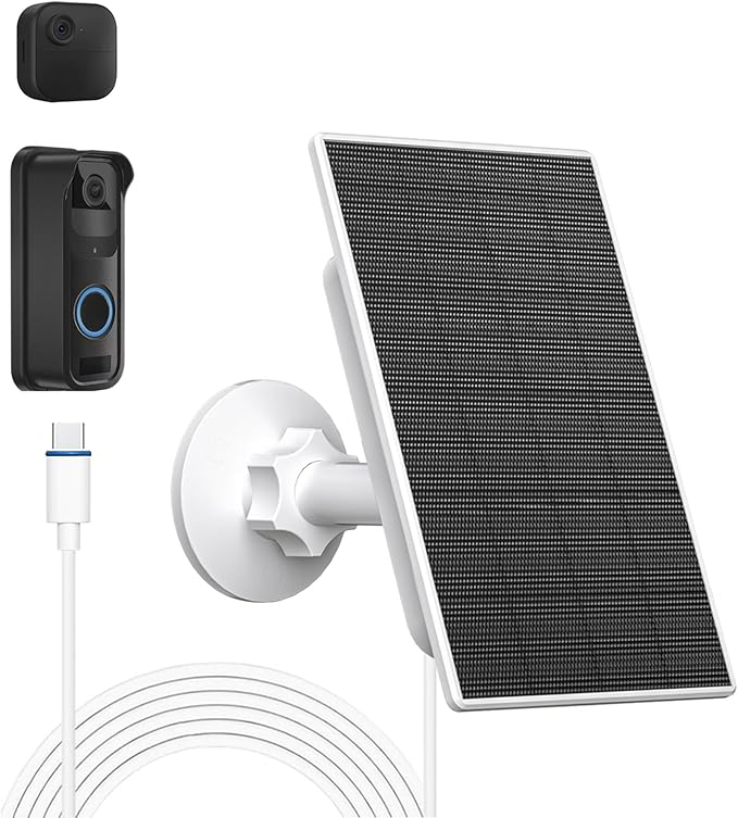 FUTUREZEN 2W Solar Panel for Blink Video Doorbell 1nd Gen & Blink Outdoor Camera 4th Gen, USB-C Solar Charger with Charging Mount Bracket, 9ft Cable, 360° Adjustable Bracket, IP66 Waterproof