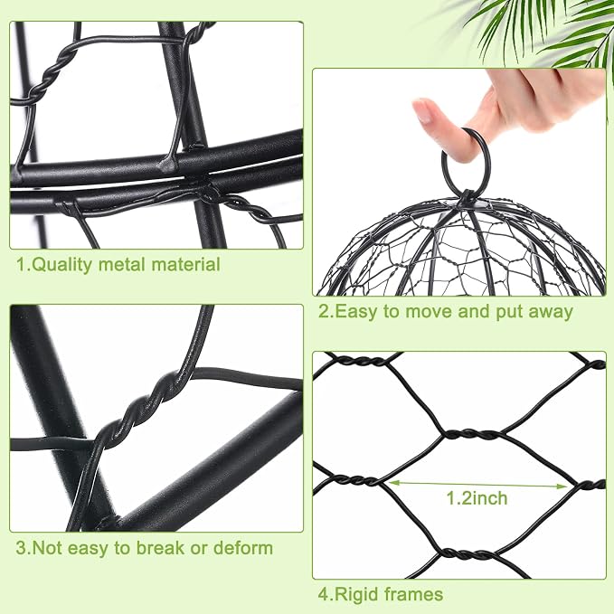12 Pack Garden Chicken Wire Cloche, 12" W x 15.7" H Plant Protectors and Covers, Wire Garden Cloches from Animals, Metal Cage Plant Protection, Strong and Not Easy to Deform, No Assembly Required