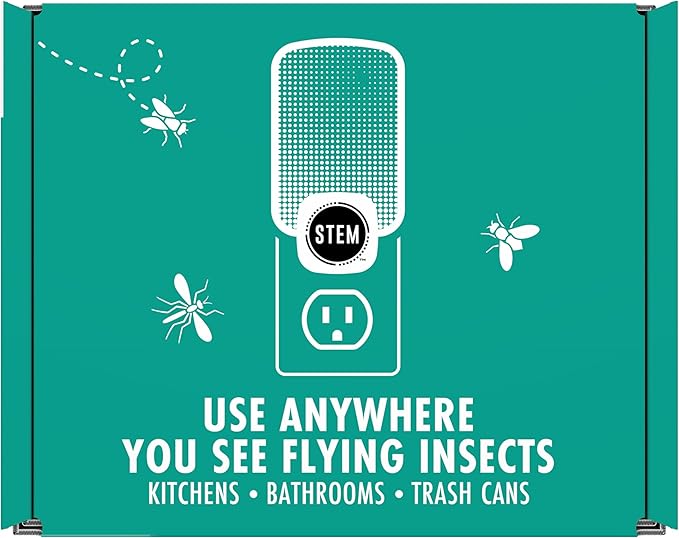 STEM Insect Trap - Indoor Fruit Fly & Gnat Pest Control for House, Home and Kitchen, Attracts & Traps Flying Bugs, Soft Blue Light - Includes 1 Plug-in Device & 3 Cartridges
