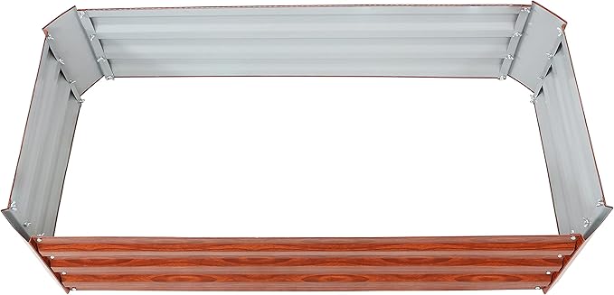 Sunnydaze Galvanized Raised Garden Bed Kit - 4x2x1 ft Outdoor Raised Garden Bed - Metal Planter Box for Vegetables, Flowers, Herbs - Woodgrain - 4' x 2' Rectangle