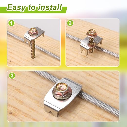 Insaga Reusable Fence Fasteners, 50pcs for Wire Fence, Fencing Staples with Wire Fixer for Softwoods, Metal Grid Compatible
