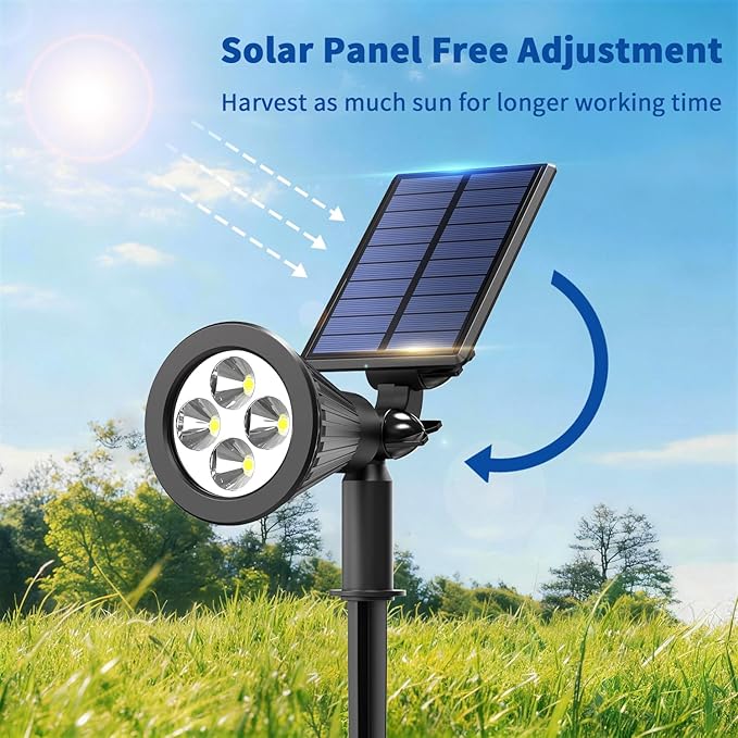 Solar Lights Outdoor Waterproof IP65,6500K Super Bright LED,2 Lighting Modes, Solar Powered Yard Garden Solar Spot Lights for Flag Landscape Auto On/Off-8 Pack