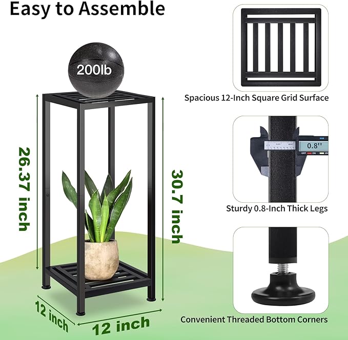 Lilybud--lily 2-Pack Plant Stand Indoor Outdoor, Heavy Duty Wrought Iron Pedestal Stands, Metal Plant Stand Decorative Flower Stand for Patio Garden Deck Living Room