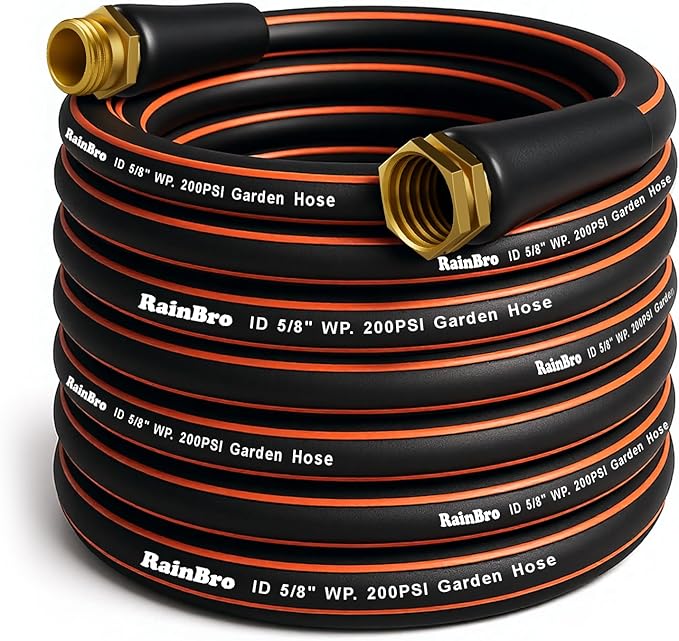 Flexibility Garden Hose,50ft x 5/8", No-Kink, Wear-Resistant & Freeze-Resistant, Flexible Water Hose, Rubber Hose With Male/Female Fittings,Working Pressure 200 PSI, Burst 600 PSI,3/4'' GHT