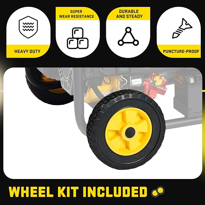 Generator Wheel Kit Compatible with Champion Generator 2800-4750w, Generator Replacement Parts 40065, with Folding Handle and Never-Flat Tires