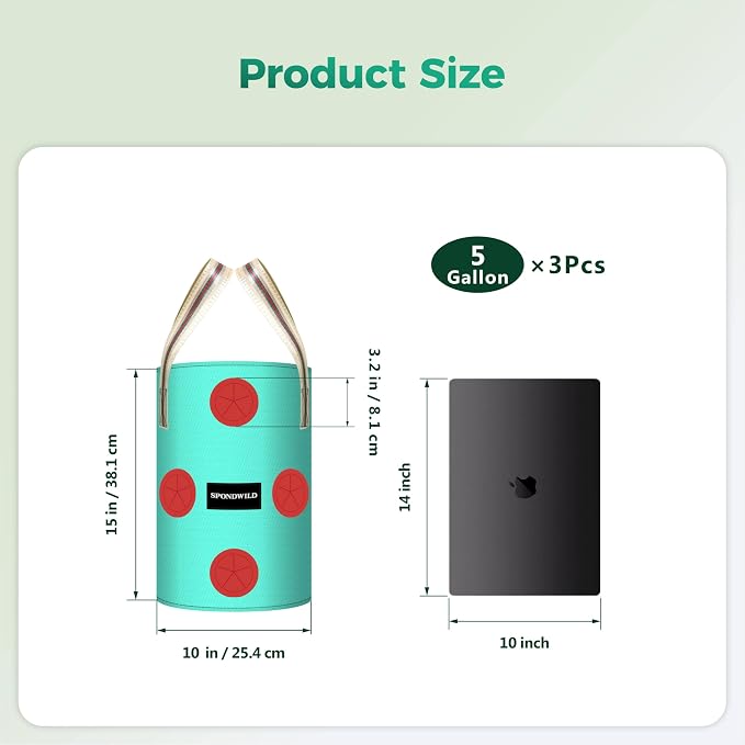 3 Pack Hanging Strawberry Planter Bags, 5 Gallon Hanging Grow Bags with Bottom Planting Hole, Thickened PE Strawberry Pot for Vegetables Herbs Tomatoes