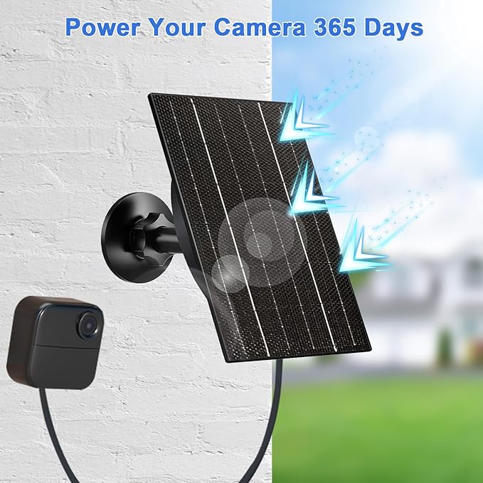 FUTUREZEN 4W Solar Panel for Blink Outdoor 4th Gen/3rd Gen/XT/XT2 Camera, USB-C & Micro USB Solar Charger with 2600mAh Battery, Waterproof Rubber Plug, 10ft Cable