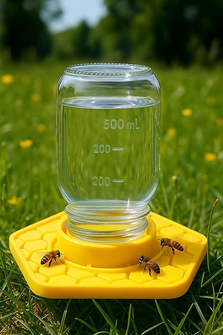 Bee Watering Station for Garden, 2 Pack Orange Bee Feeder and Waterer Compatible with Regular & Wide Mouth Canning Jars(Jar Not Included), Small-Hole Honeycomb Tray Honey Bee Feeder for Outside