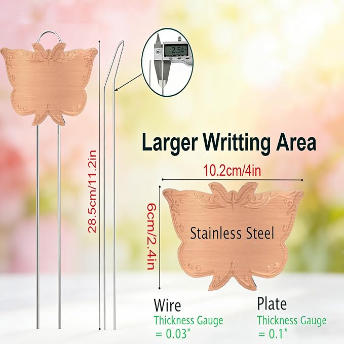 Metal Plant Labels 30 Pack 11in Tall Rose Gold Outdoor Waterproof Garden Label Large Garden Seed Stake Tags for Flowers Fruits and Vegetables