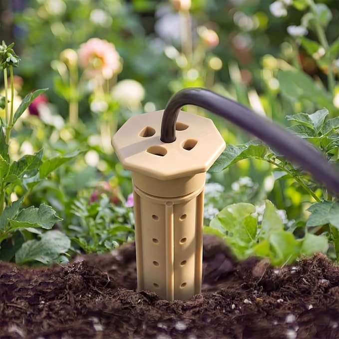 Briwooody 9 Pack 14 Inch Garden Watering Stake Large UV Protected ABS Plastic Deep Root Irrigation Spike Brown Drip System Parts Tubes for Trees Shrubs Bushes Flowers Fruits Vegetables Potted Plants