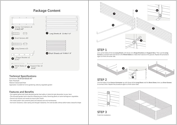 6x2x2FT Beige Metal Raised Garden Bed Kit, Galvanized Outdoor Garden Bed Planter Box for Vegetables, Flowers, Herbs, Succulents and More