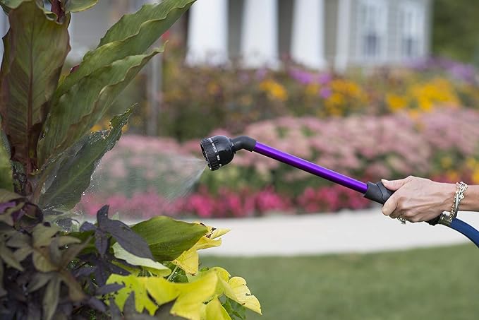 Dramm RainSelect Rain Wand – 16 Inch Aluminum Watering Wand with 9-Pattern Adjustable Spray Head & One Touch Thumb Control Valve – Garden Hose Wand for Containers, Raised Beds & Hanging Baskets – Red