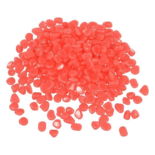 Glow in the Dark Stones, Luminous Pebbles Stones Glowing Rocks Decorative Light Up Pebbles 1000 Pcs & Bright Rose Red -Fitting for (Fish Tank/Outdoor Garden Decor/Yard/Walkway)