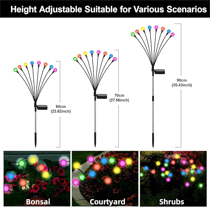 Solar Firefly Lights Outdoor Waterproof,8 Mode RGB Color Changing Firefly Swaying Solar Lights Stakes for Outside Christmas Holiday Yard Patio Plant Landscape Garden Decor 4 Pack(Multicolor)