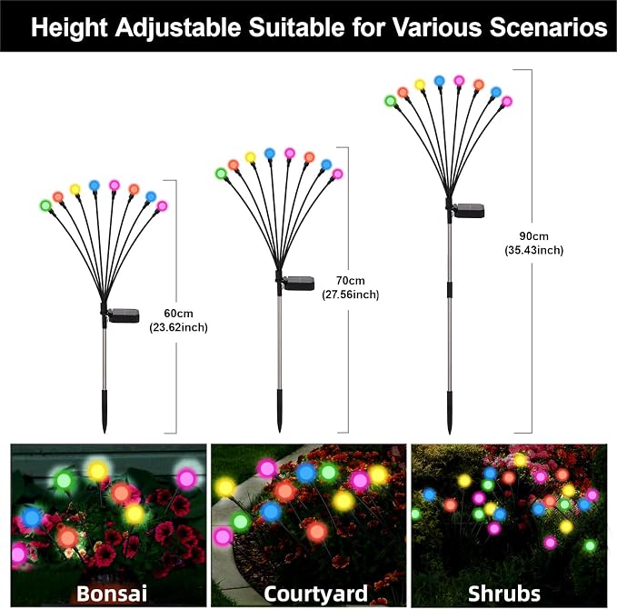 Solar Firefly Lights Outdoor Waterproof,8 Mode RGB Color Changing Firefly Swaying Solar Lights Stakes for Outside Christmas Holiday Yard Patio Plant Landscape Garden Decor 2 Pack(Multicolor)