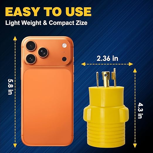 240V 50A to 30A Gen Welder Adapter, NEMA L14-30P to 6-50R 220V Welder Adapter, 30A 4-Prong/Pin Twist-Lock Plug to 50A 3-Prong/Pin Welder Outlet, Generator Welder Power Connector, ETL Listed