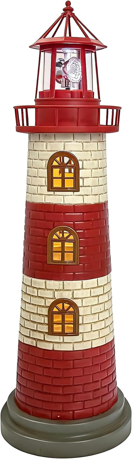 Large Garden Statues 23" Coastal Garden Decor for Outside - Lighthouse Solar Lights Outdoor Waterproof Patio Lawn Yard Decorations, Unique Housewarming Gift Garden Gifts for Family Friends (Red)