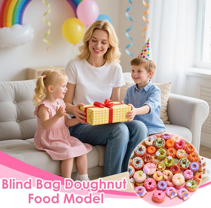 Mini Glow In The Dark Animal Resin Models, Resin Animals Mystery Bags, Individually Wrapped Blind Bags Tiny Animal Figurines, Collectible Mini Animals For Fairy Garden, DIY Crafts (50, Doughnut)