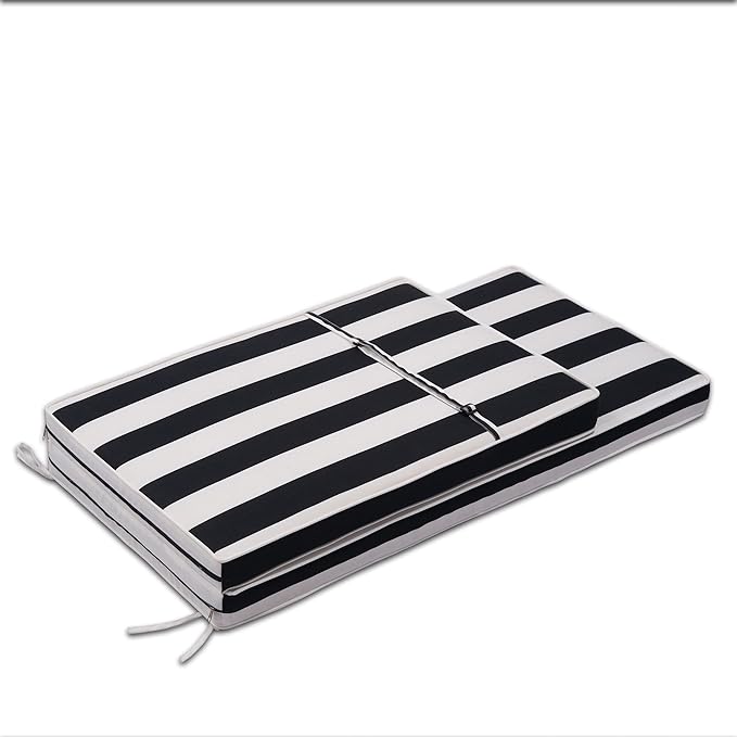 Only choice Outdoor Lounge Chair Cushion Patio Chaise Lounge Replacement Cushions Funiture Seat Cushions Chair Pads (Black+White Stripes-1 pc)