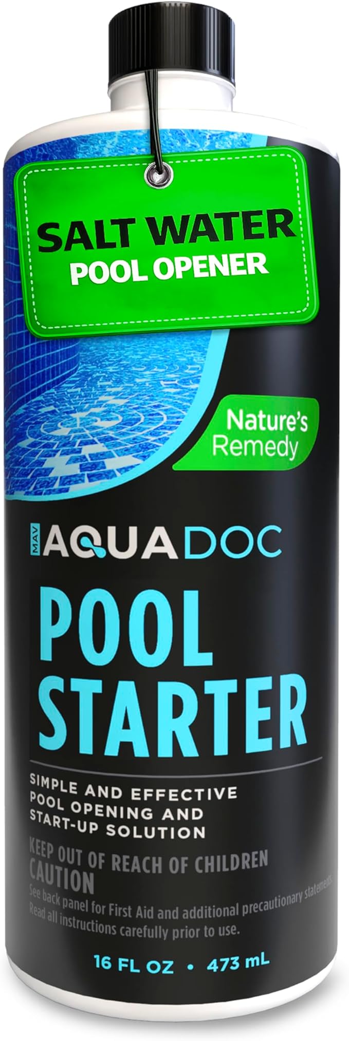 AquaDoc Saltwater Pool Starter Enzyme Treatment - 16 oz Treats up to 15,000 Gallons - Saltwater Pool Opening Chemical for Above Ground and Inground Pools - Made in USA