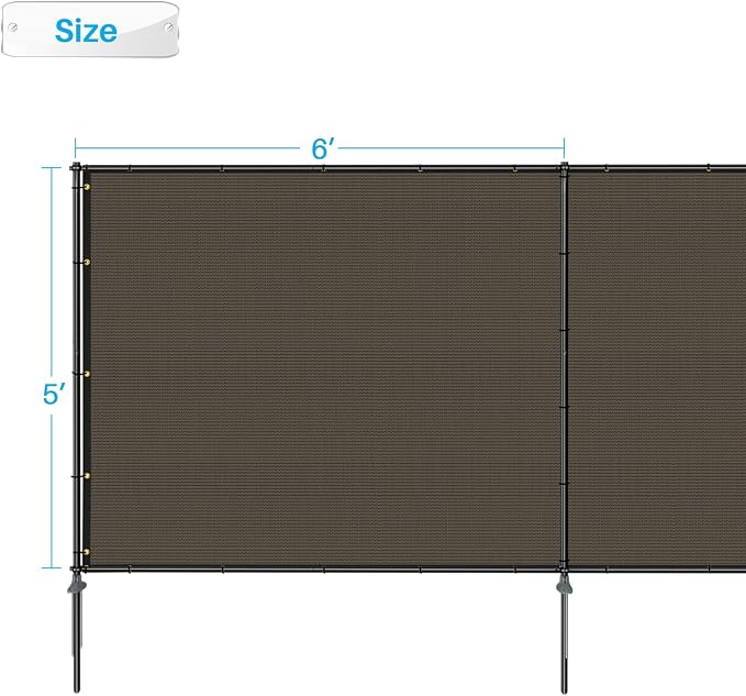 Patio 6' x 112' Outdoor Privacy Screen Freestanding Temporary Fence Panels Net Cover with Metal Poles for Outside Backyard Pool Garden Air Conditioner Fencing, Brown