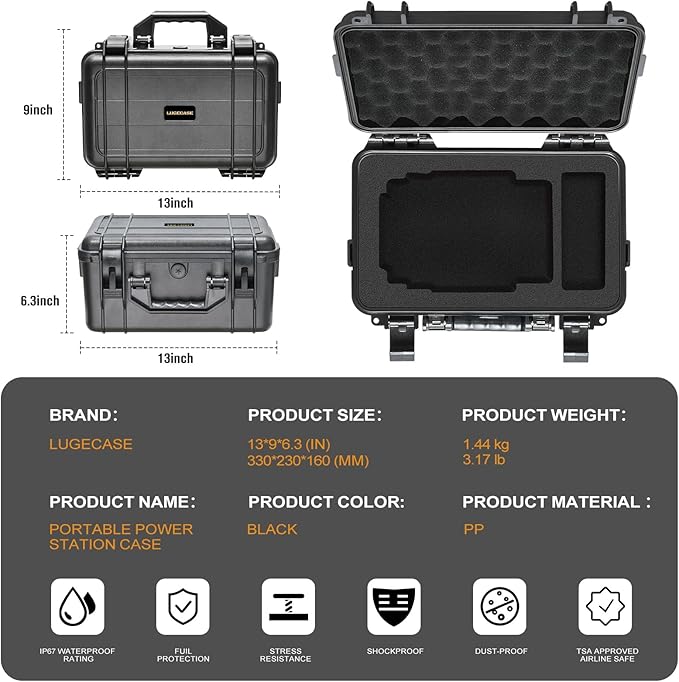 Hard Case for Anker Solix C300 DC - Portable Solar Generator Hard Shell Case: Waterproof Travel Carrying Storage Box for Anker Power Bank Solix C300 DC Power Bank Station - for Campers & Adventurers