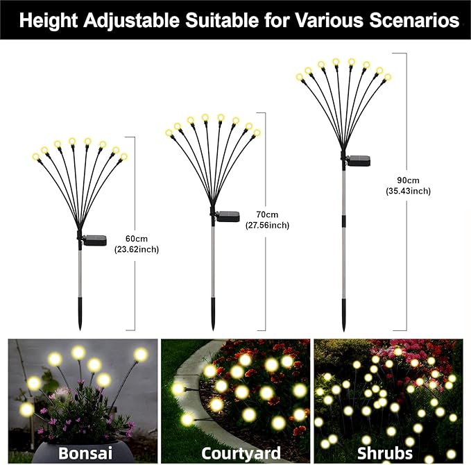 Solar Firefly Lights Warm White, 8 Modes 800mAh Swaying Firefly Yard Lights Solar Powered Outdoor Waterproof for Outside Yard Patio Lawn Pathway Walkway Stake Christmas Garden Decor (8 Pack)