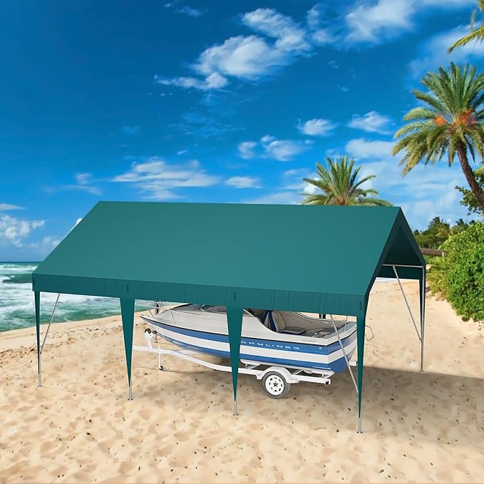 Carport Heavy Duty Car Canopy UV Resistant Waterproof Portable Garage for Car, Boat, Party, Storage Shed (Green, 13 * 20FT)
