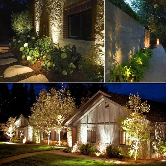 SUNTHIN Outdoor Landscape Lighting, 4 Pack Outdoor Spot Lights with Transformer for Yard, Plant, Lawn, Tree, Flags, House, Garden, Fence Use, IP65 Waterproof & Connectable