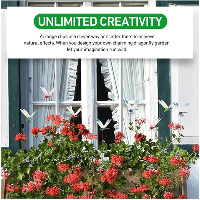 20 Pcs Dragonfly Clips Dragon Fly Hat Clip Artificial Realistic 3D Dragonflies Garden Stakes Decor for Indoor Outdoor