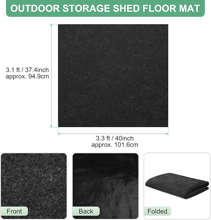 M METERXITY Outdoor Storage Shed Mat, 3.1x3.3 FT Waterproof Small Shed Flooring Mat for Patio Furniture Floor Protecting from Wear/Liquid/Dust/Oil, Non-Slip Carport Pad [Grey]