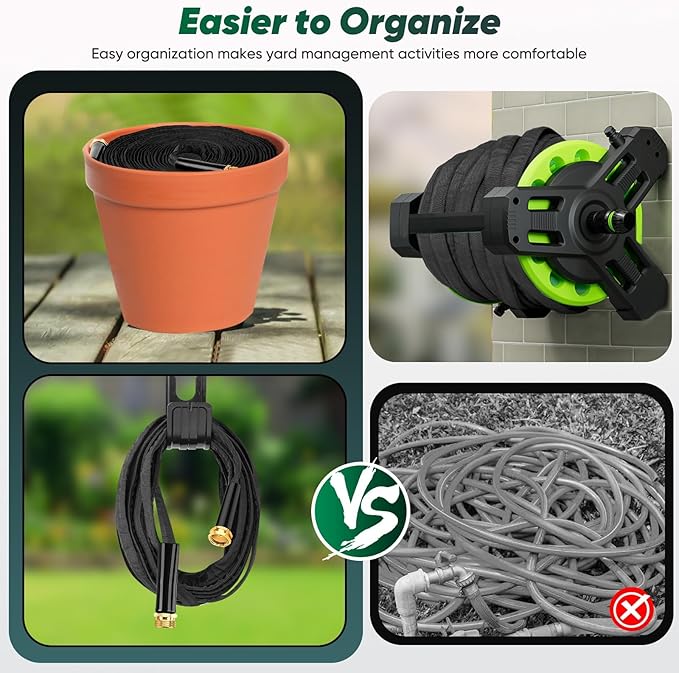 Garden Hose 50 ft, Non-Expanding Water Hose, Flexible Ultra-Light, Anti-Kink, Wear-Resistant, Portable, Easy Storage, Hose with 3/4 for Outdoor, Garden, Yard and Lawn