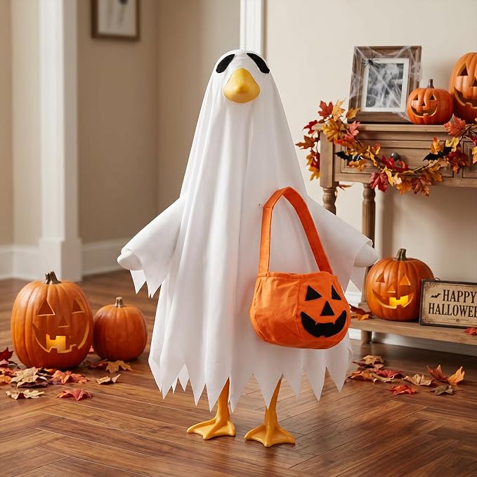 Halloween Porch Goose Outfits Clothes, Pumpkin Party Decor Gifts Lawn 23 inch Porch Goose Costume Clothing for Patio Yard