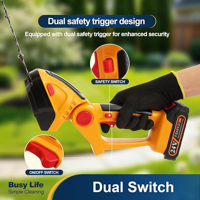 Yocada Handheld Cordless Hedge Trimmer&Grass Shear 2-in-1 Powerful Dual Batteries Electric Shrub Bush Trimmer 24V Grass Cutter Lightweight for Garden Lawn Care