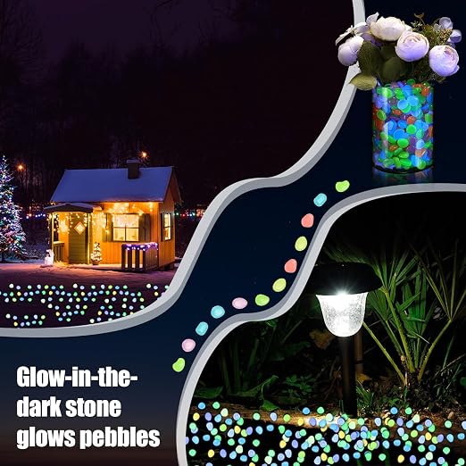 Sasylvia 12000 Pcs Glow in the Dark Rocks Glow in the Dark Stones Glowing Rocks for Garden Outdoor Glowing Fish Tank Pebbles Luminous Stone for Outdoor Yard Patio Aquarium Landscaping (Colorful)