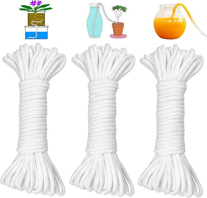 ORIMERC 300 feet 1/5 inch Self Watering Capillary Wick Cord Vacation Plant Sitter DIY Hydroponic Wicking Rope Seeds Start Planter Pot Automatic Potted Flower Passive Lazy Waterer String System Device