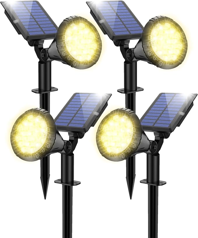 NBKLS Solar Spot Lights for Outside, 21 LED Outdoor Solar Lights for Yard, 4 Pack Solar Spotlights Waterproof Auto On/Off for Landscape, Wall, Garden, Pool, Tree, Pathway and Driveway(Warm White)