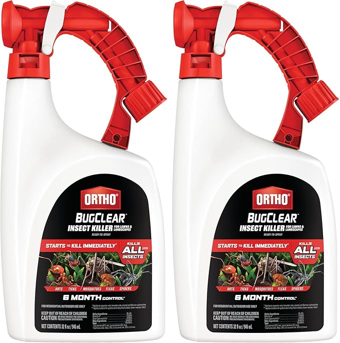 Ortho BugClear Insect Killer for Lawns & Landscapes Ready to Spray - Kills Periodical Cicadas, Ants, Spiders, Fleas, Ticks & More, Outdoor Bug Spray for up to 6 Month Insect Control, 32 oz.