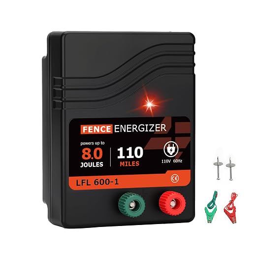 Electric Fence Charger AC Powered 110 Miles, 110 Volt 8 Joule Plug-in Electric Fence Energizer, Output Voltage Max 11.3 KV for Livestock, Preventing Predators from Intruding